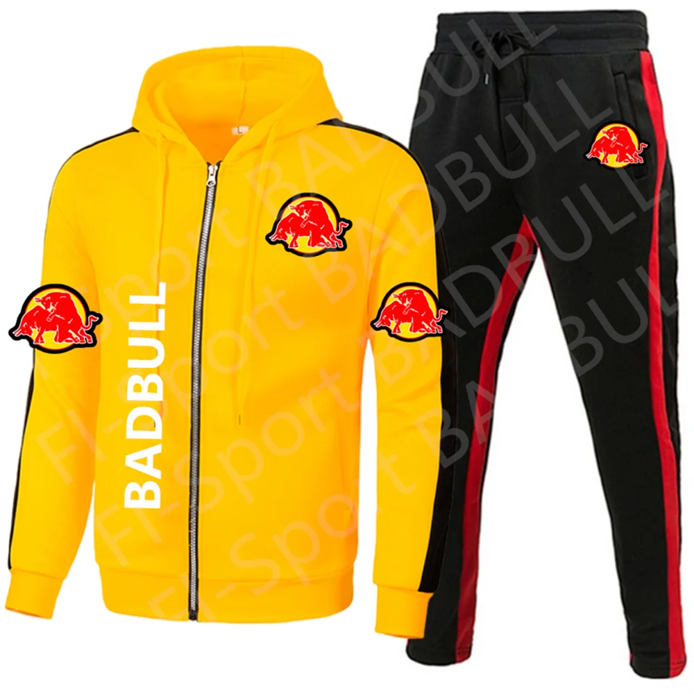 badbull, 2024, men\'s and women\'s casual wear, sports suits, hoodie 2-piece set, zip hoodie