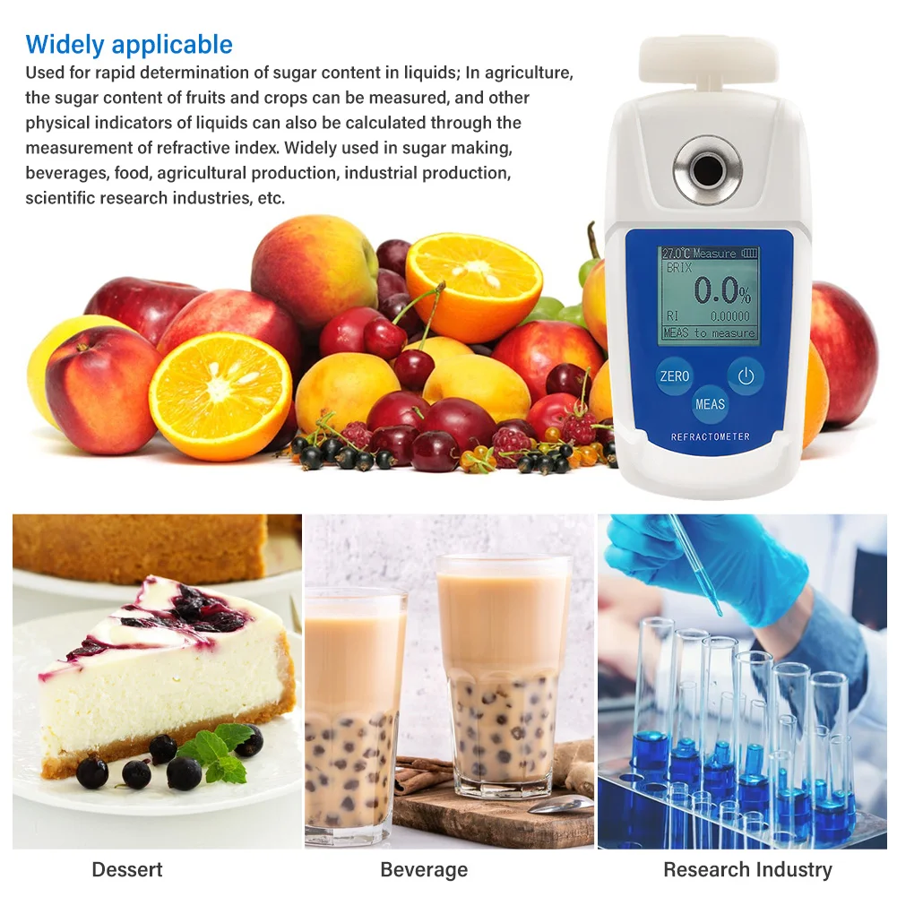 High Precision 0-55% Digital Brix Refractometer Brix Meter Automatic Temperature Compensation Refractive Index Sugar Content