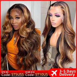 13x4 Highlight Wig Human Hair Ombre Frontal Wigs For Women Free Shipping 34 30 Inch Pre Plucked 13x6 Body Wave Lace Front Wig