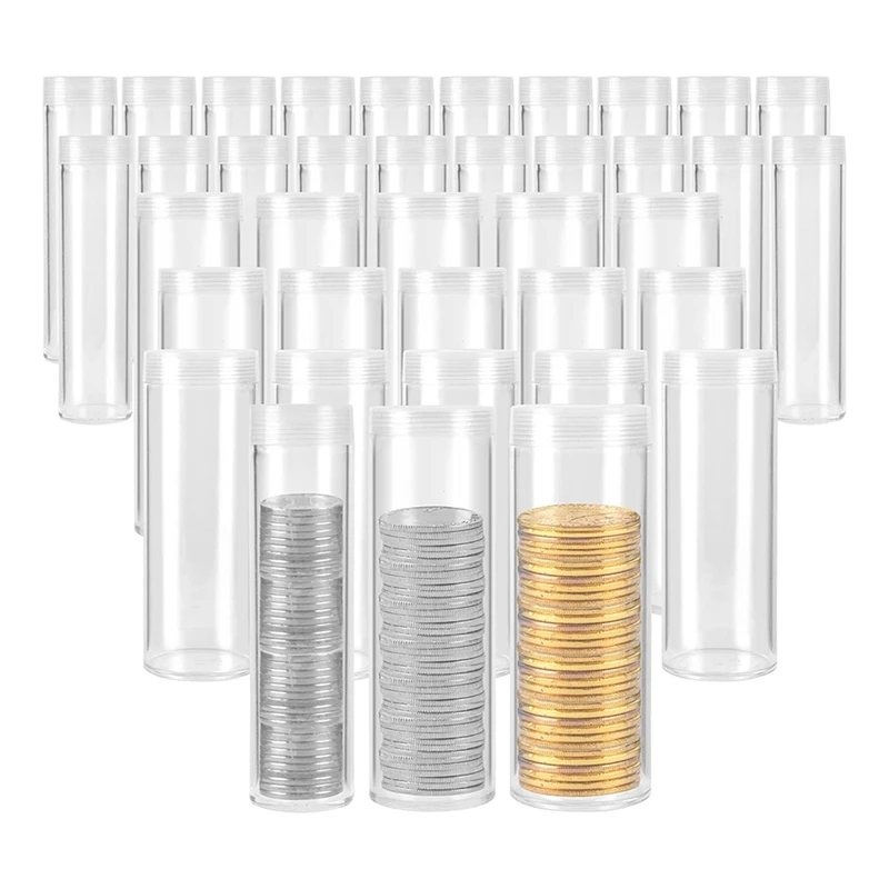 

Assorted Sizes Coin Storage Tubes Clear Plastic Coin Tubes Nickel Coin Tubes Coin Collection Supplies