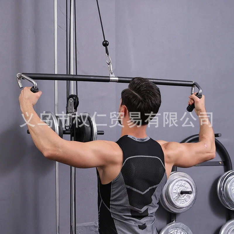 110cm Fitness Lat Pull Down Bar Home Gym Pulley Cable Machine Attachment Biceps Triceps Back Strength Workout Handles musclele