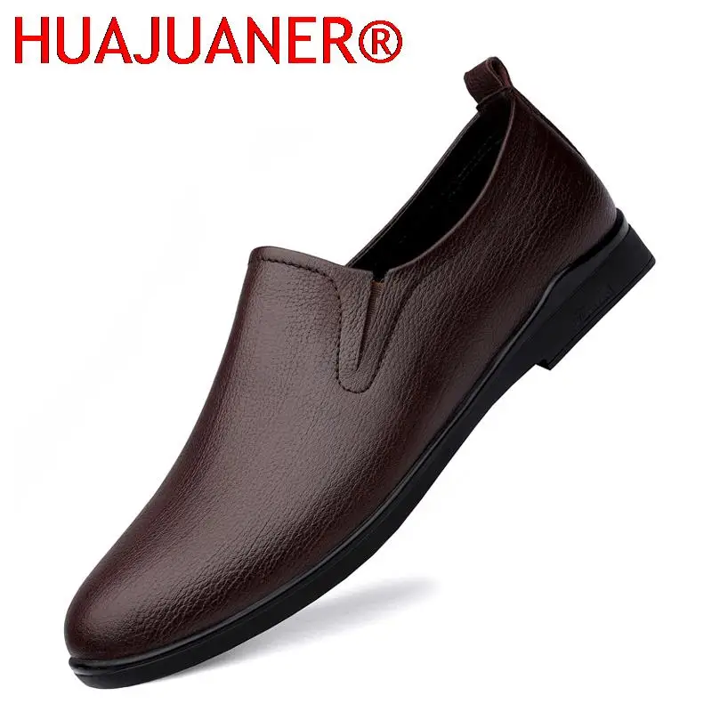 

Luxury Loafers Fashion Genuine Leather Soft Lightweight Casual Moccasins Men Casual Shoes Classic Business Slip-on Boat Shoes