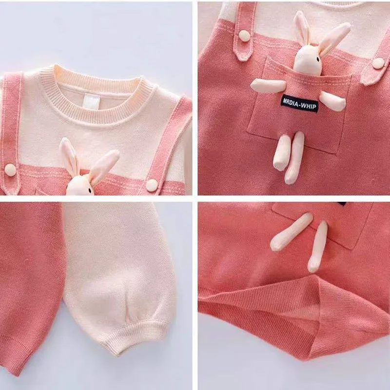 Kid Girl Clothes Set Spring Casual Cartoon Rabbit Baby Set Long Sleeve Toddler Tracksuit Children Clothing Girl Sport Suit A1009