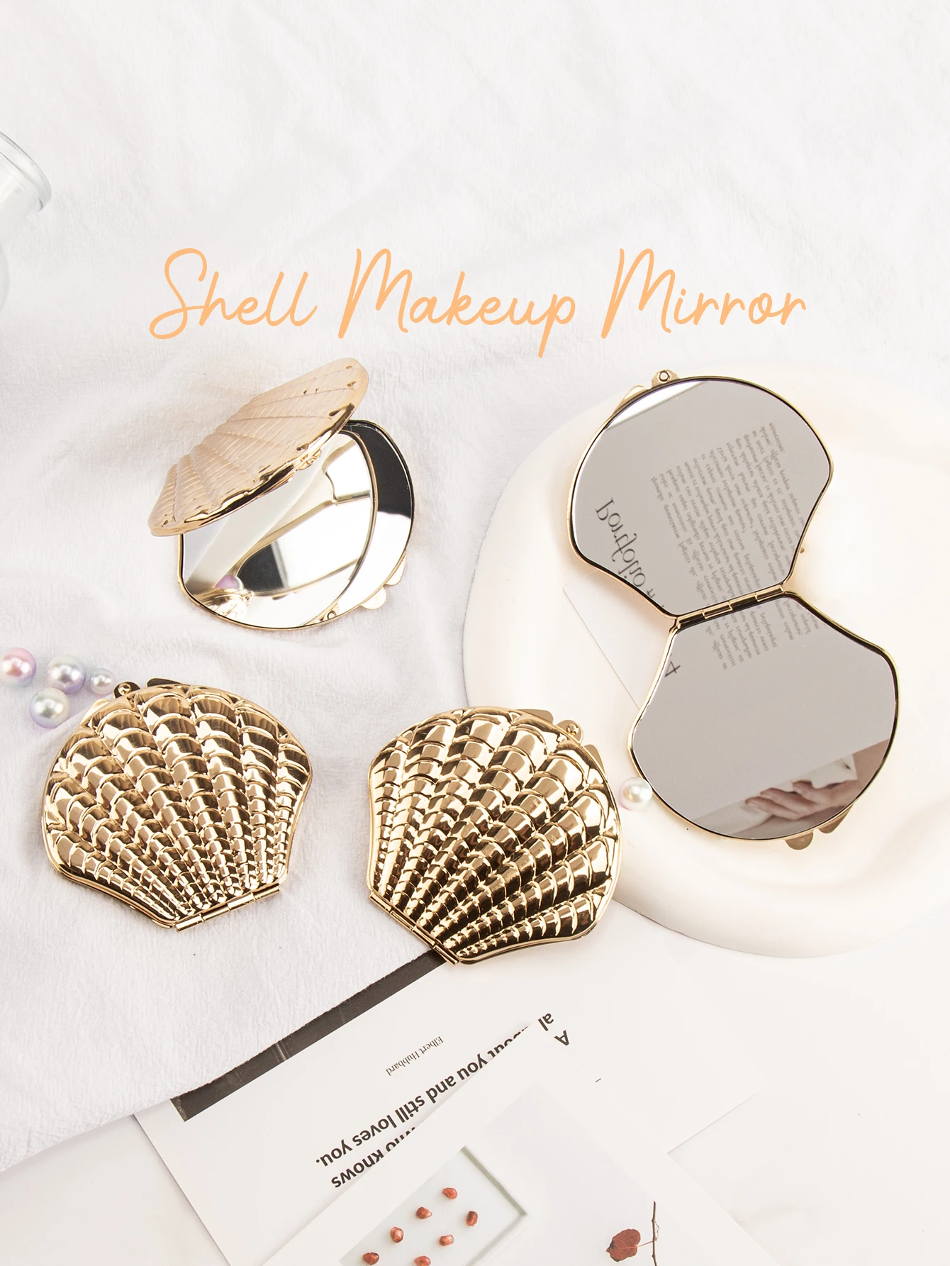1 szt. Złote lusterko do makijażu z podwójną powierzchnią, eleganckie, przenośne, idealne na prezent dla dziewczyny, mamy, żony, nauczycielki, siostry, cioci, na urodziny, Holi.