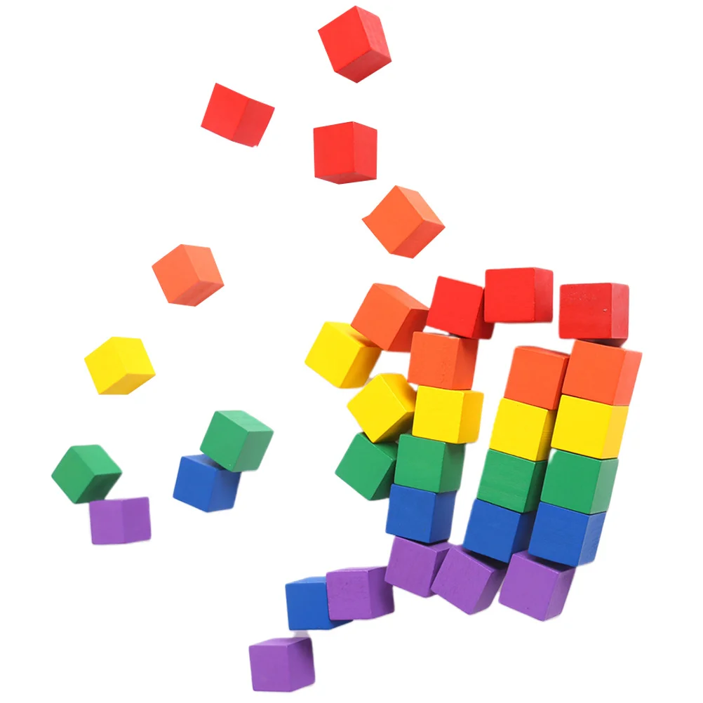 100 Stück bunte Holzwürfelblöcke, kleine quadratische Würfel, langlebig, robust, für Kunsthandwerk, Heimwerkeraktivitäten, Bastelwürfel, quadratischer Holzblock