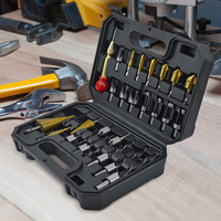 26 Pieces Drill Bits Kit Including Automatic Center Punch 3-Pointed Countersink Drill Bit Wood Plug Cutter Chamfer Drill Bit