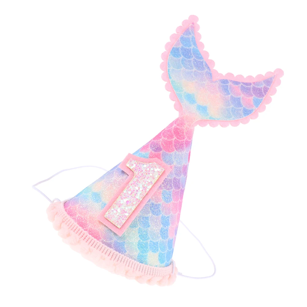 

Mermaid Birthday Hat Glitter Cloth Baby Prop Infant Girl Children Party Supplies Photo Props Lightweight Beautiful Kids Gift