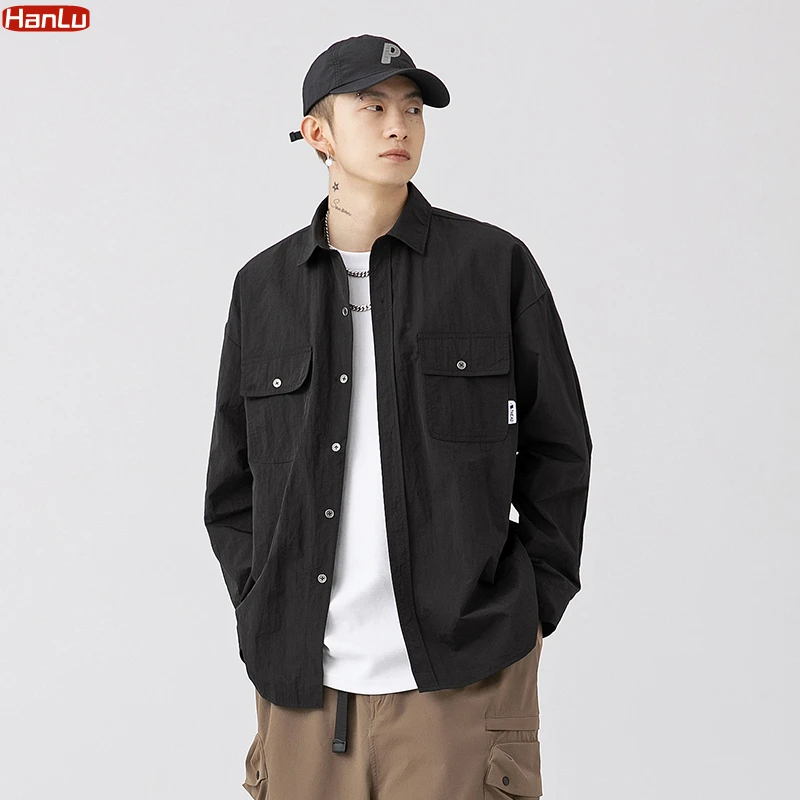 2023 Spring Autumn Streetwear Loose Casual Pocket Cargo Shirt Mens Clothing Retro Trendy Coats Japanese Harajuku Jacket Tops