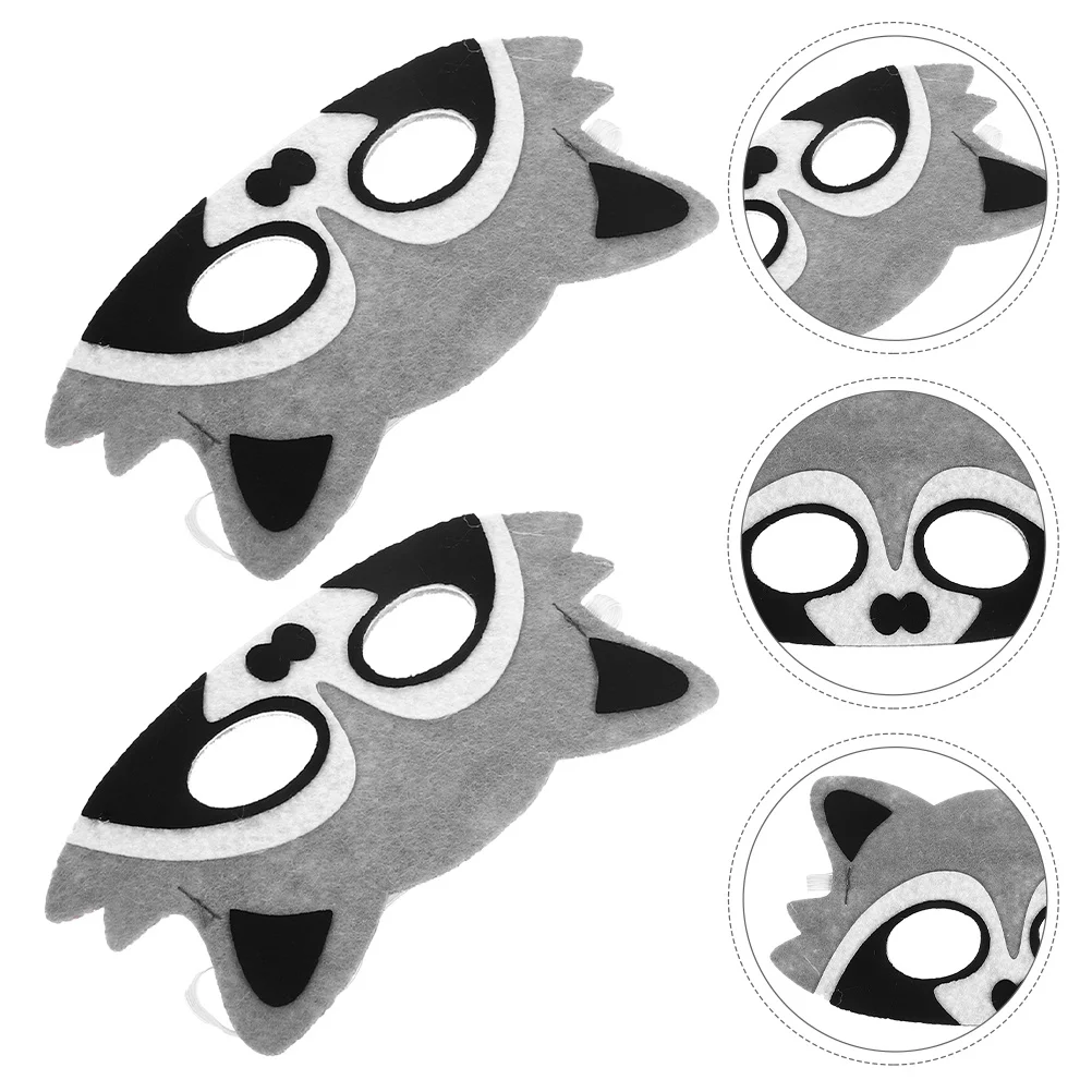 10Pcs Cartoon Animal Masks Felt Raccoon Half Face Masks Jungle Themed Birthday Party Cosplay Eye Covers Costume Party Supplies