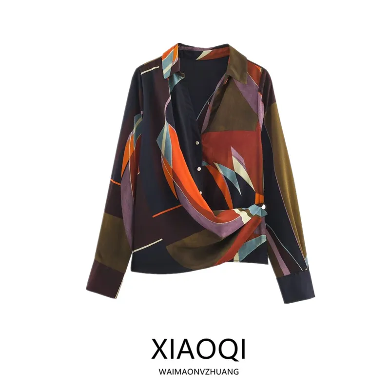 Autumn 2025 Women's Print Loose Fit Long Sleeve Shirt