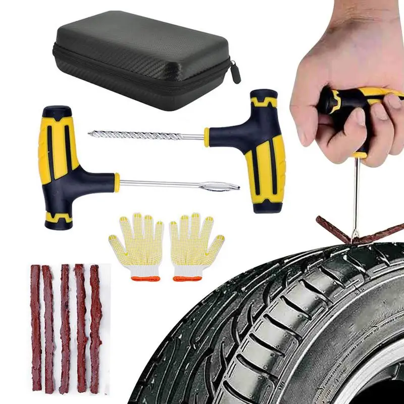 

Tubeless Tire Repair Kit Car Tire Repair Kit Puncture Plug Tools Tyre Puncture Emergency For Tire Strips Stirring Glue Repair