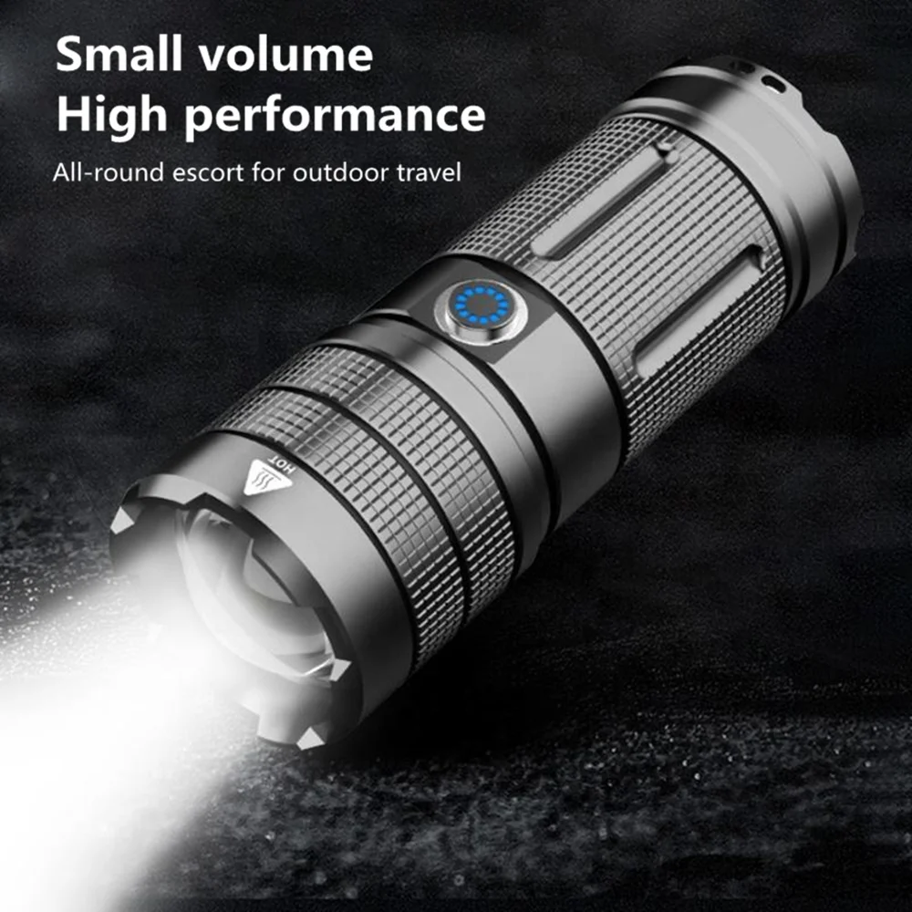 Most Powerful Spotlight Long Range LED Flashlight With SMD Tail Light Lantern Built-in Battery Type-C Charging Torch for Fishing