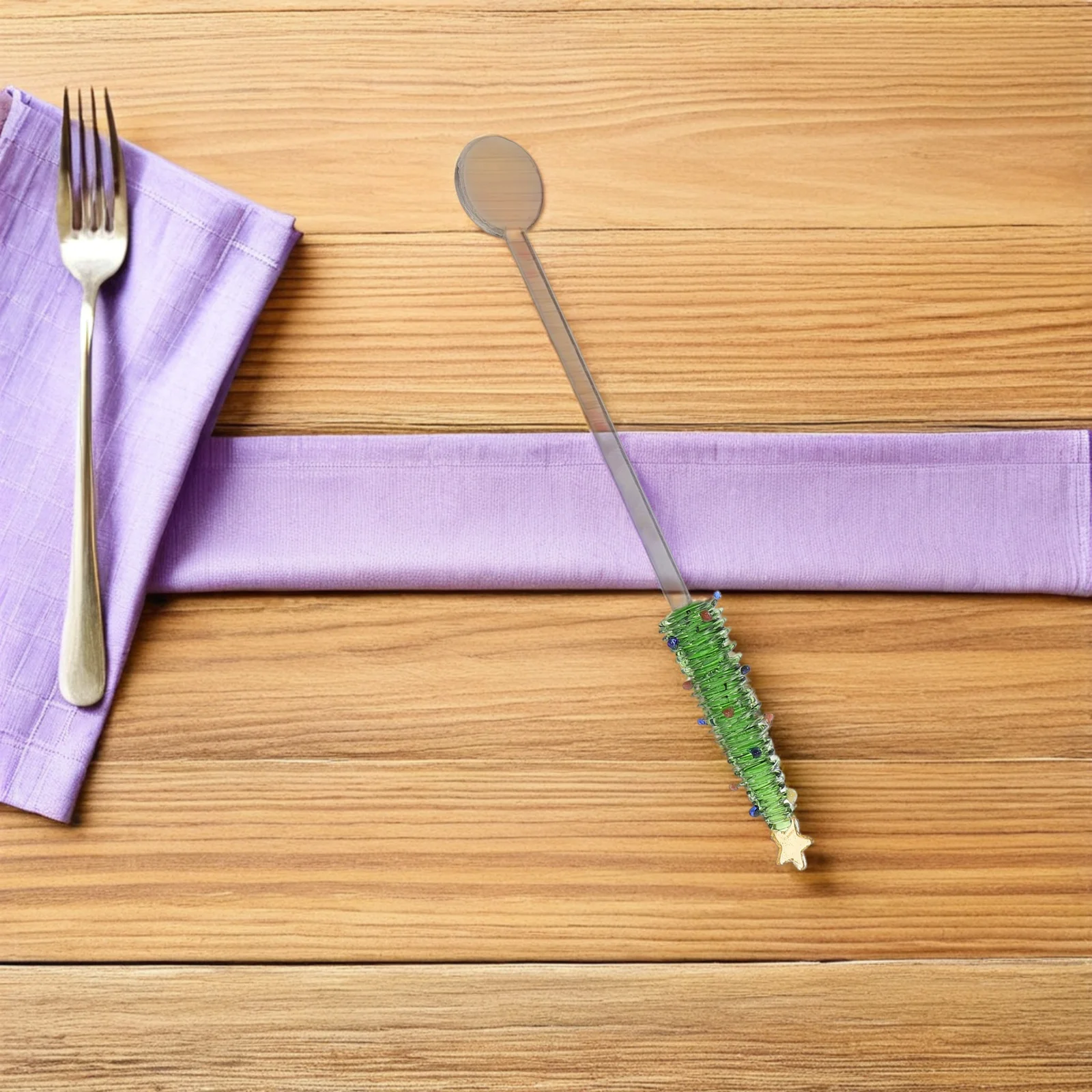 

Christmas Tree Glass Stirring Spoon Long Handle Coffee Stirrer Hot Chocolate Tea Party Dessert Spoon Festive Glass Stir Sticks