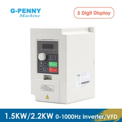 G-Penny Machine110v / 220v 1.5kw VFD Variable Frequency Drive 2.2kw Inverter Motor Speed Control 0-1000Hz Frequency