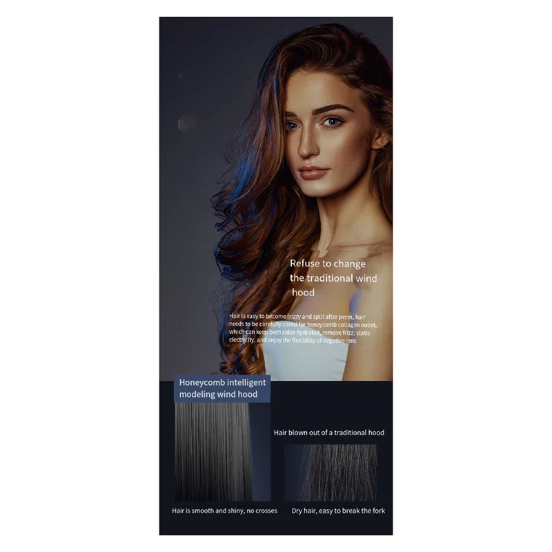 ABBK-Cappuccio per asciugacapelli con interfaccia universale per cappa da parrucchiere che soffia styling dei capelli ricci Styling Sostituzione dell'asciugacapelli Nero