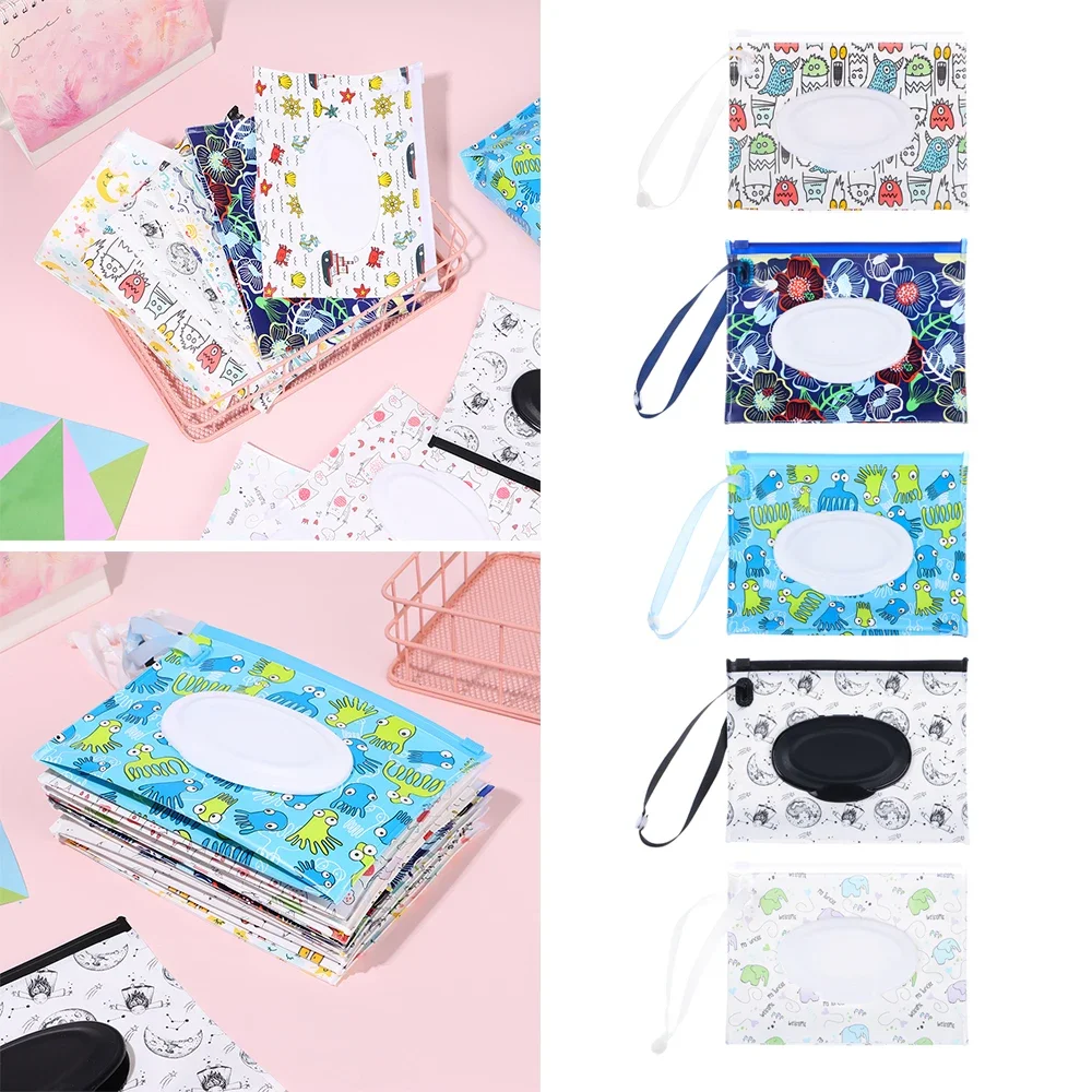 Sealable Zipper Moisturizer Bag with Snap Strap EVA Baby Wet Wipes Box Home Portable Container Eco-friendly Cleaning Wipes Case