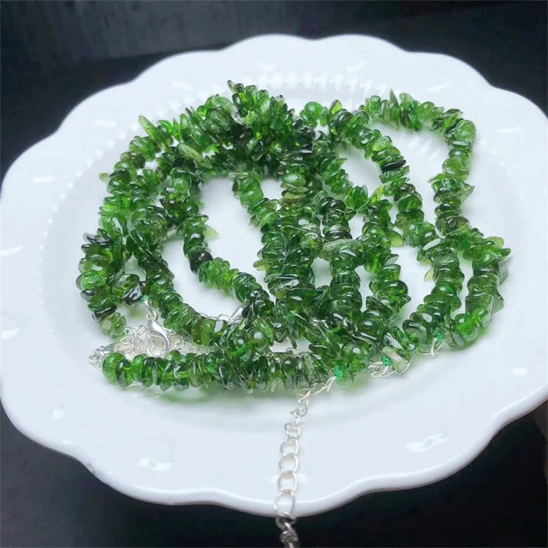 Natural Green Diopside Freeform Gravel Stone Bracelet Lrregular Chips Loose Beads For Jewelry For Women Christmas Gift