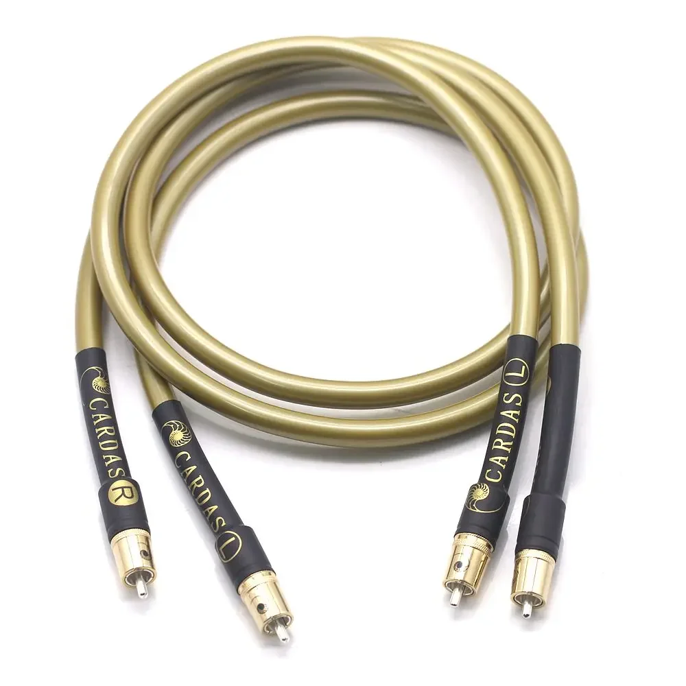 Pair Cardas  HiFi audio cable Double Lotus RCA audio amplifier With Gold/Silver Plated Plug 2RCA to2RCA Audio Interconnect Cable