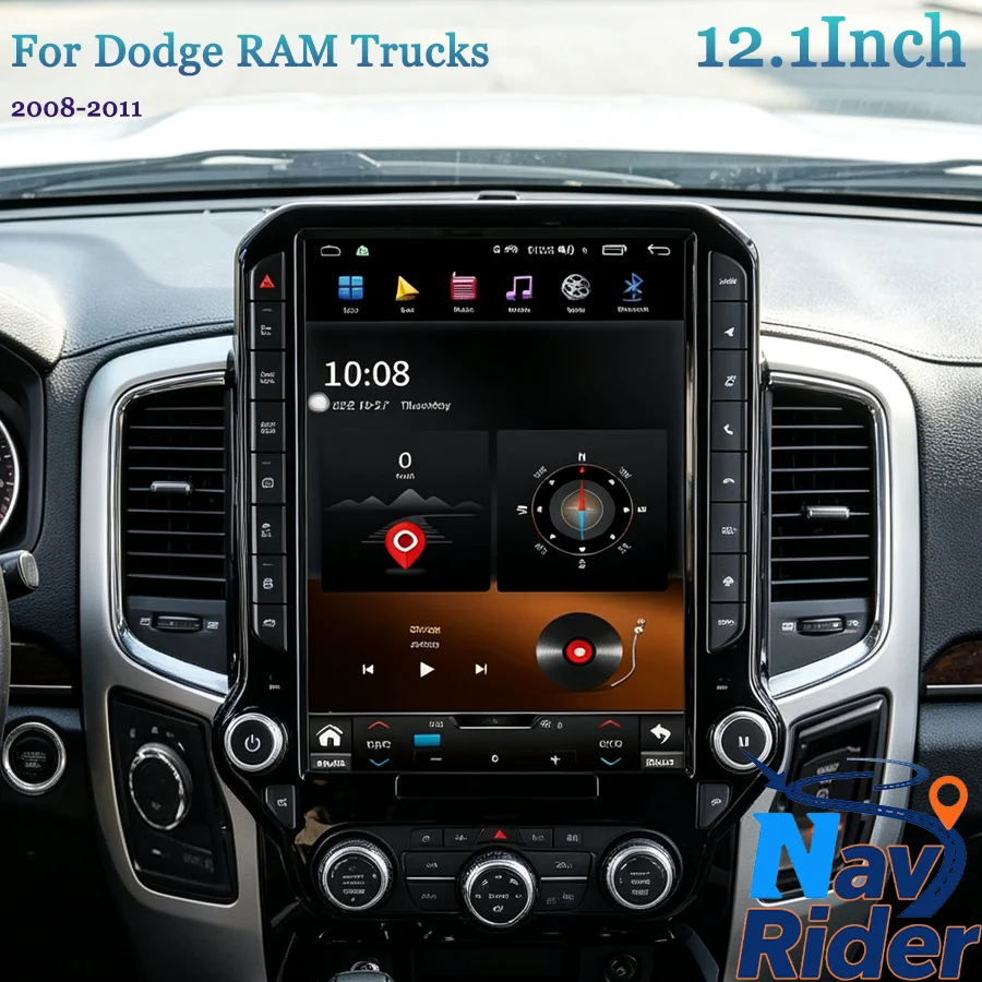 12.1Inch Android Vertical Screen Car Radio For Dodge RAM Trucks 2008‑2011 GPS Navigation Wireless CarPlay 4G LTE Car Head Unit