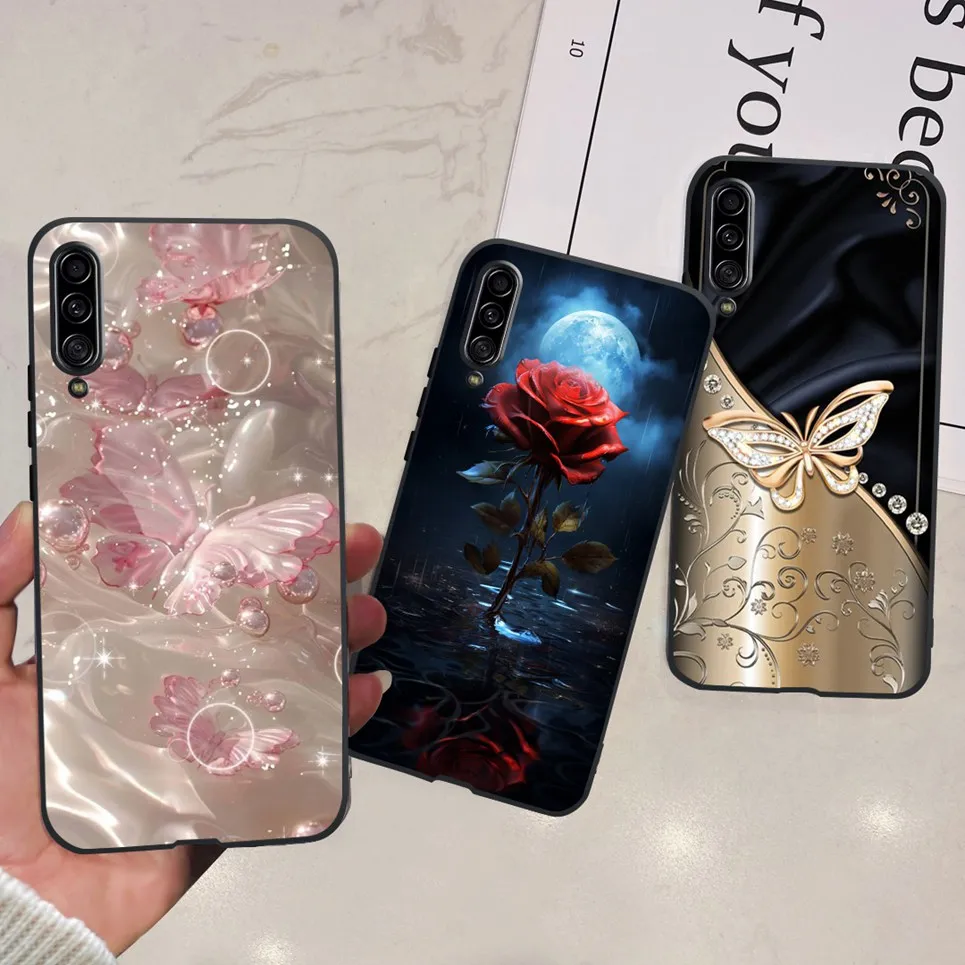 For Samsung Galaxy A90 5G Phone Case Samsung A90 SM-A908B 5G Flower Butterfly Woman Fashion Soft TPU Bumper Transparent Silicone image 4