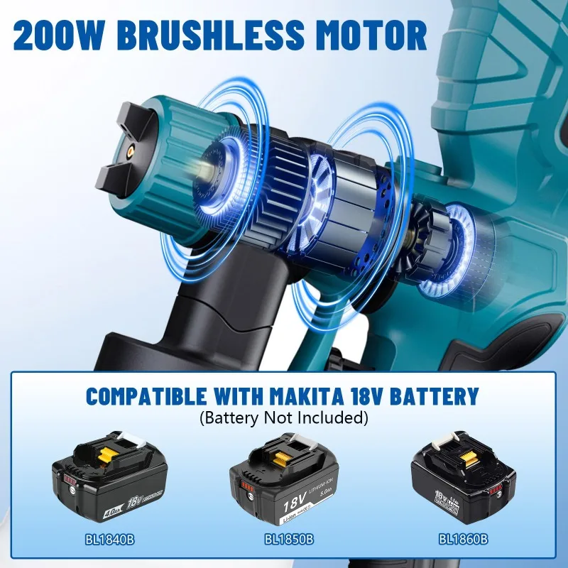 HAKSINKY Cordless Electric Spray Gun for Makita/Milwaukee/DL/Bosch/Ryobi 18/20V Battery for Furniture Spraying and DIY Projects