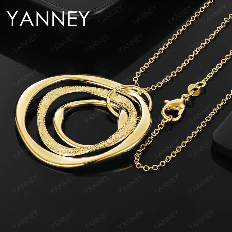 925 Sterling Silver 18K Gold 16-30 Inch Delicate Multi-Strand Round Pendant Necklace for Women, Wedding Accessories
