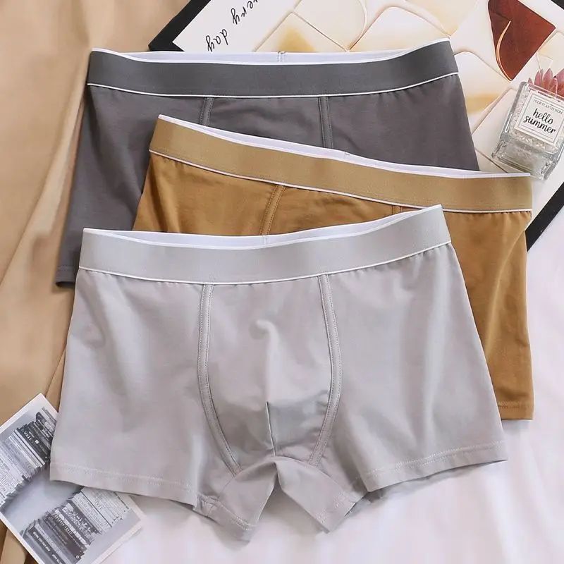 

【2 шт.】мужские боксеры из чистого хлопка, нижнее белье, удобные дышащие высокоэластичные шорты-боксеры, однотонная выпуклая сумка, домашняя одежда