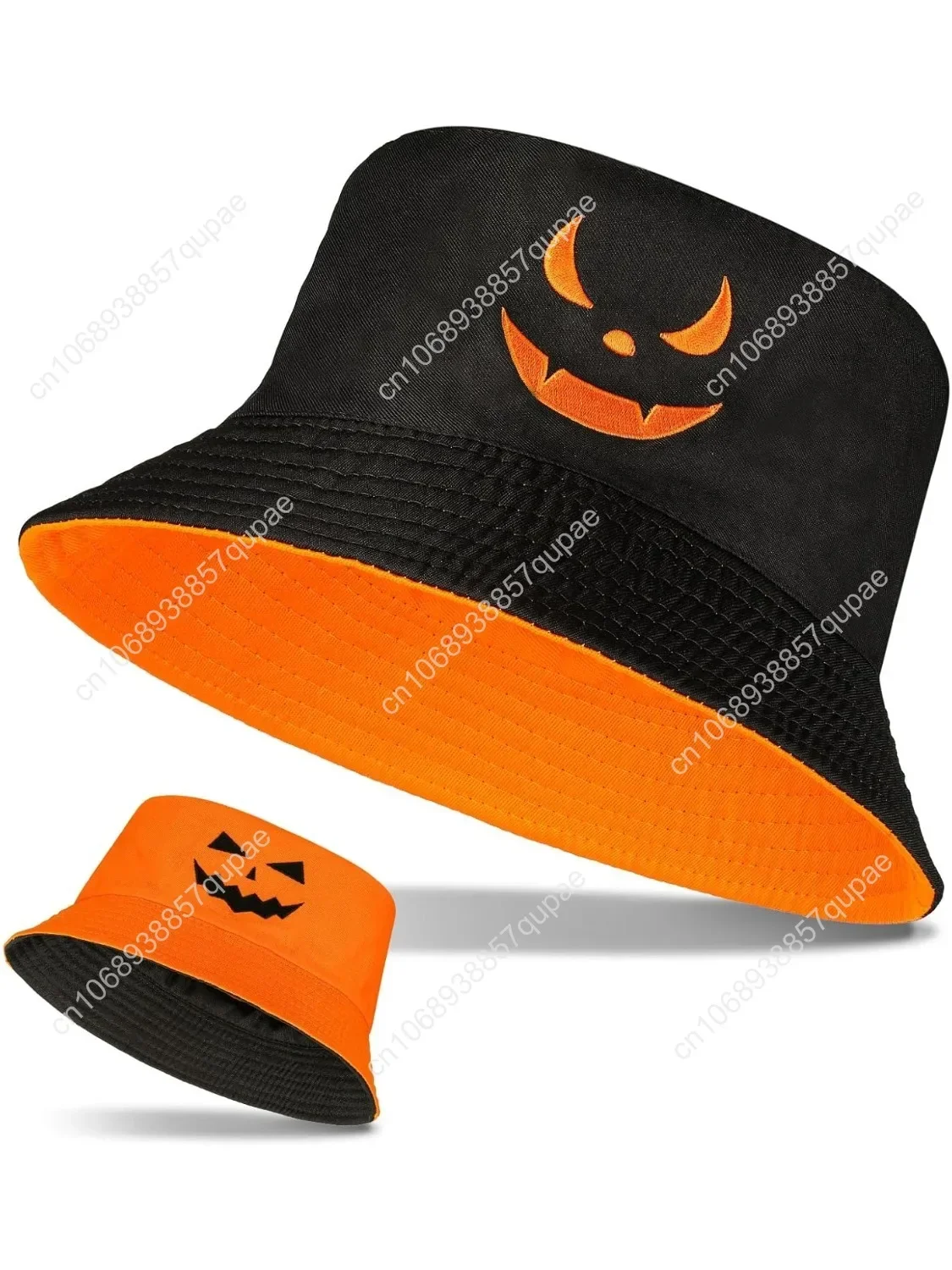 

ramede Halloween Bucket Hat for Women Pumpkin Fisherman Hat Cotton Lightweight Print Accessories for Sun Cute Men Fishing Cap Ad