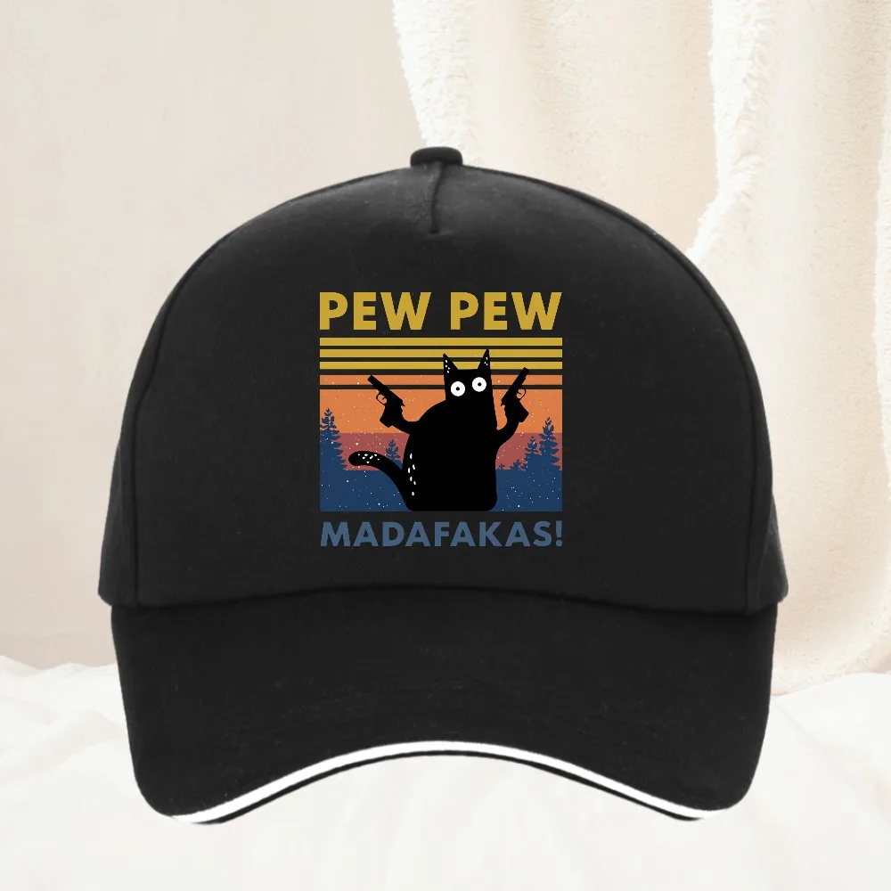 

Pew Pew Madafakas Black Cat Caps Women Street Beach Sun Hat Hip Hop Casual Baseball Cap Men Outdoor Summer Adjustable Cap