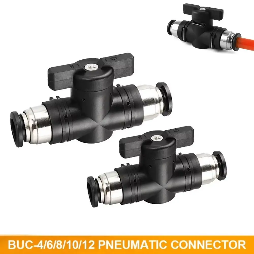 Manual Ball Current Limiting Black BUC Hand Valve Push In Hand Pneumatic Valve Turn Switch