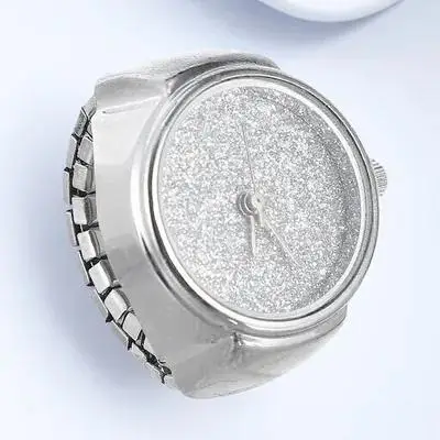 

Glitter Ring Watch Ladies Watches The Unisex Rings with Clock Fashion Finger Silver Quartz