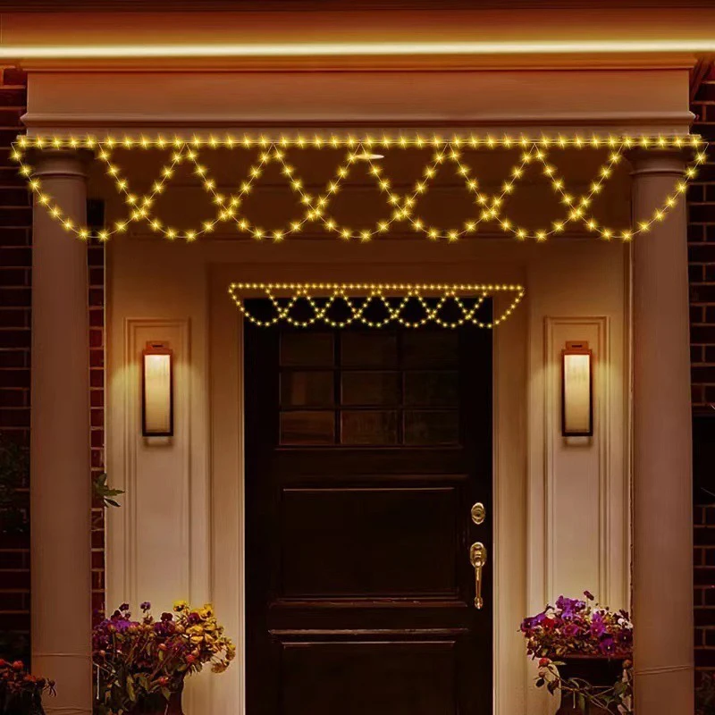 4M138 luces LED de Navidad cadena USB enchufable en forma de onda colgante cortina luz dormitorio jardín aleros Deco lámparas de cadena LED