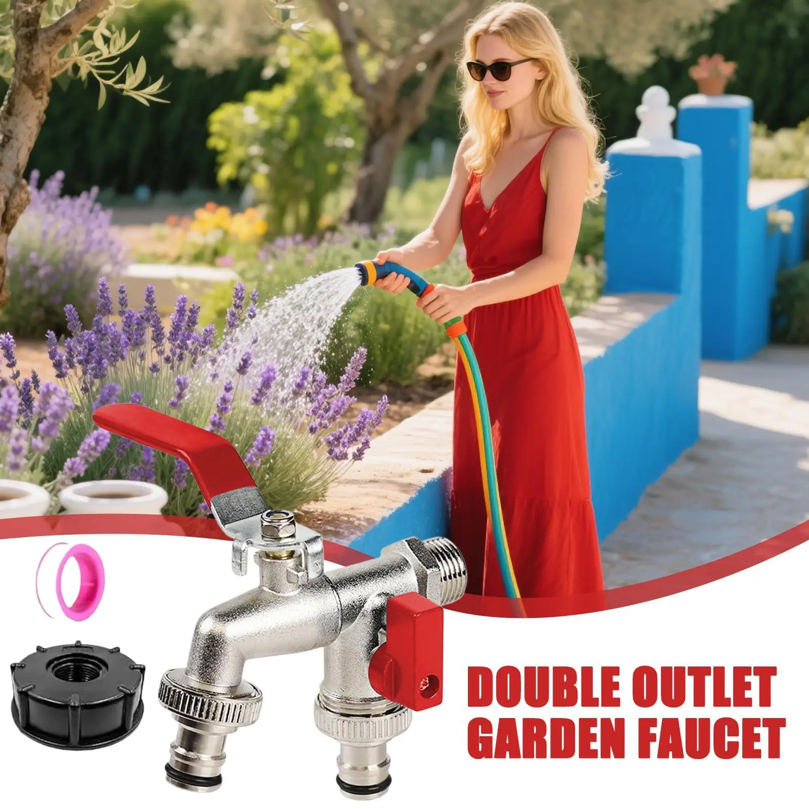 

Двусторонний двусторонний садовый шланг, разделитель воды, металлический цинковый сплав, ирригационный кран для наружной теплицы, автофургона