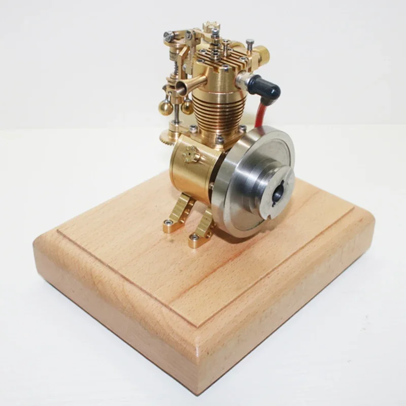 Modello di motore monocilindrico raffreddato ad aria verticale M19 Mini motore in ottone a quattro tempi con base in legno Regalo creativo