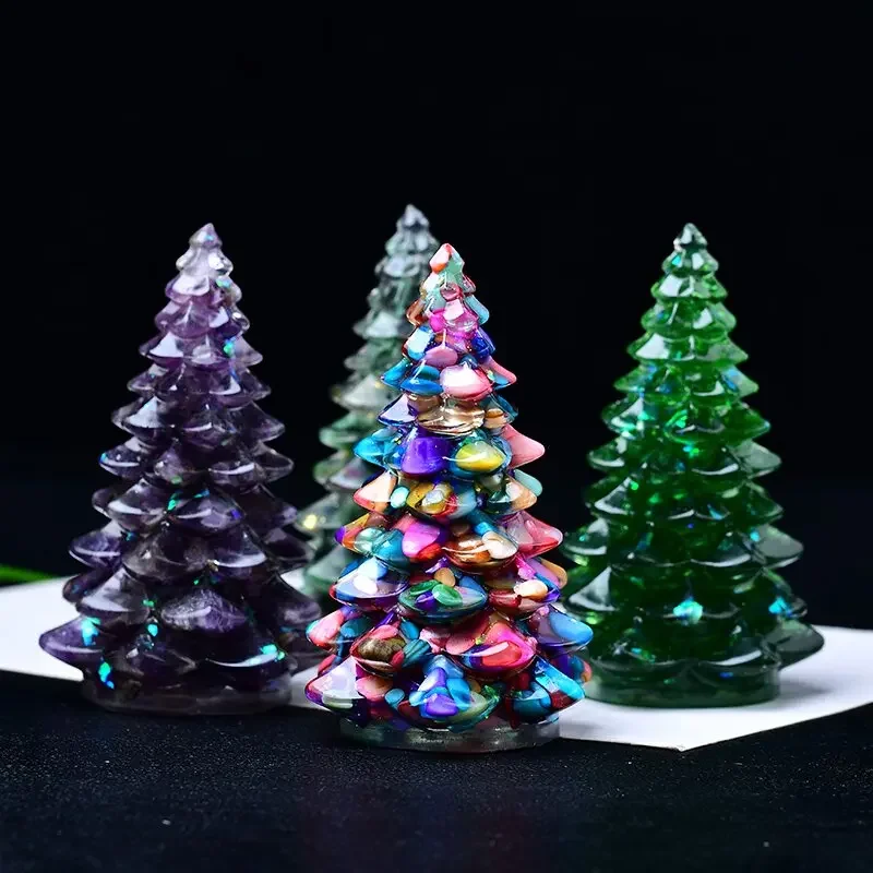 Nuevo artículo decorativo  resina para árbol  Navidad, piedra triturada  cristal Natural para decoración de escritorio del
