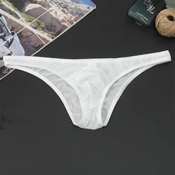 Sexy Ice Silk Briefs Underwear For Men Solid Low-Rise Transparent Bulge Pouch Underwear Breathable Underpants Panties Briefs