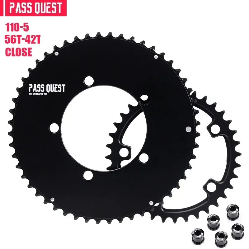 PASS QUEST Dubbel Kettingblad 110bcd 5 bouten 46/33 T 48/35 T 50/34 T 52/36 T 53/39 T 54/40 T Fiets Kettingwiel voor Shimano SRAM Crank
