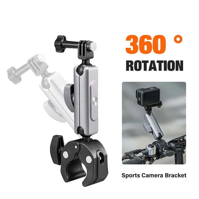 Motorrad Fahrrad Schienenmontage Klemme mit 360 grad Ball Mount Clip Für Gopro Hero DJI OSMO Action Insta 360 Für Telefon Zubehör