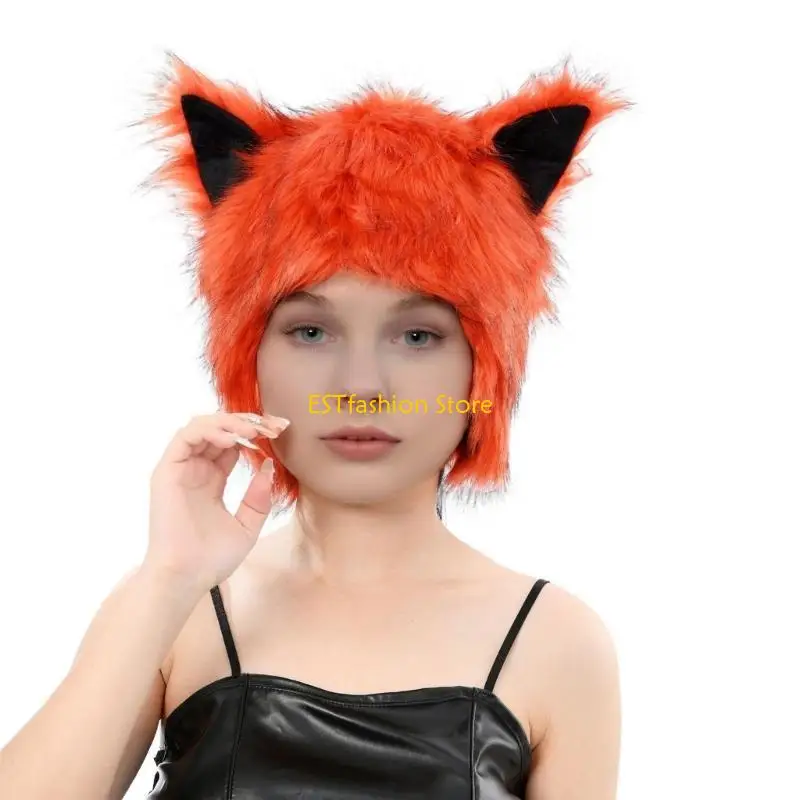 Y5GC Kostium zwierzęcy Kapelusz Ciepły nausznik Kapelusz Miękki pluszowy futrzany kapelusz dla dorosłych dzieci