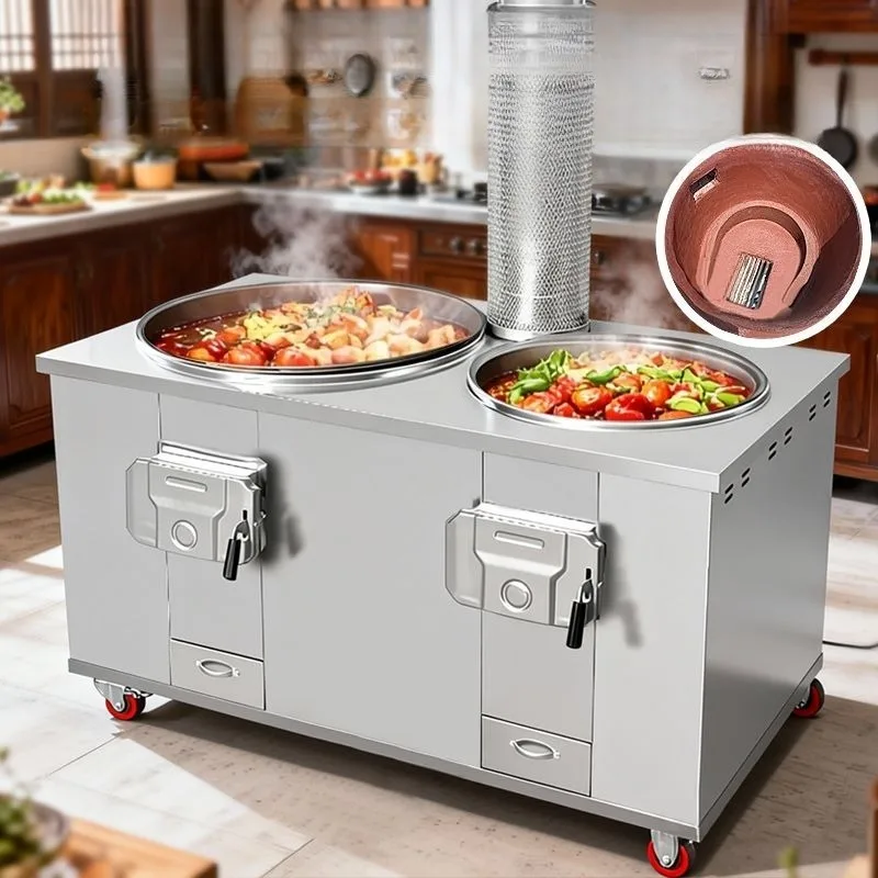 

New Energy Saving Thickened Stainless Steel Firewood Stove Indoor Outdoor Double Burner Use