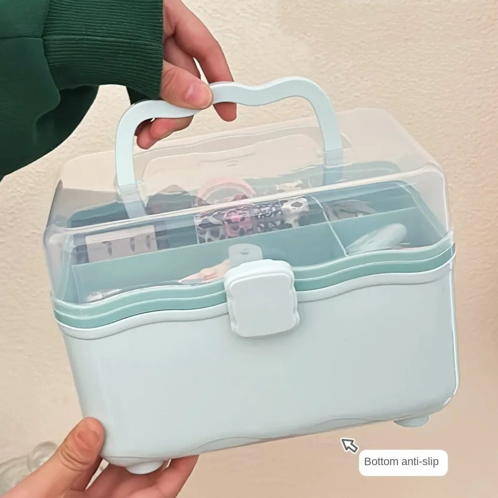 

Косметичка, двухслойная коробка для хранения, футляр для ювелирных изделий, коробка для дизайна ногтей, чехол для хранения, пылезащитный, водонепроницаемый, семейный, аварийный комплект, коробка