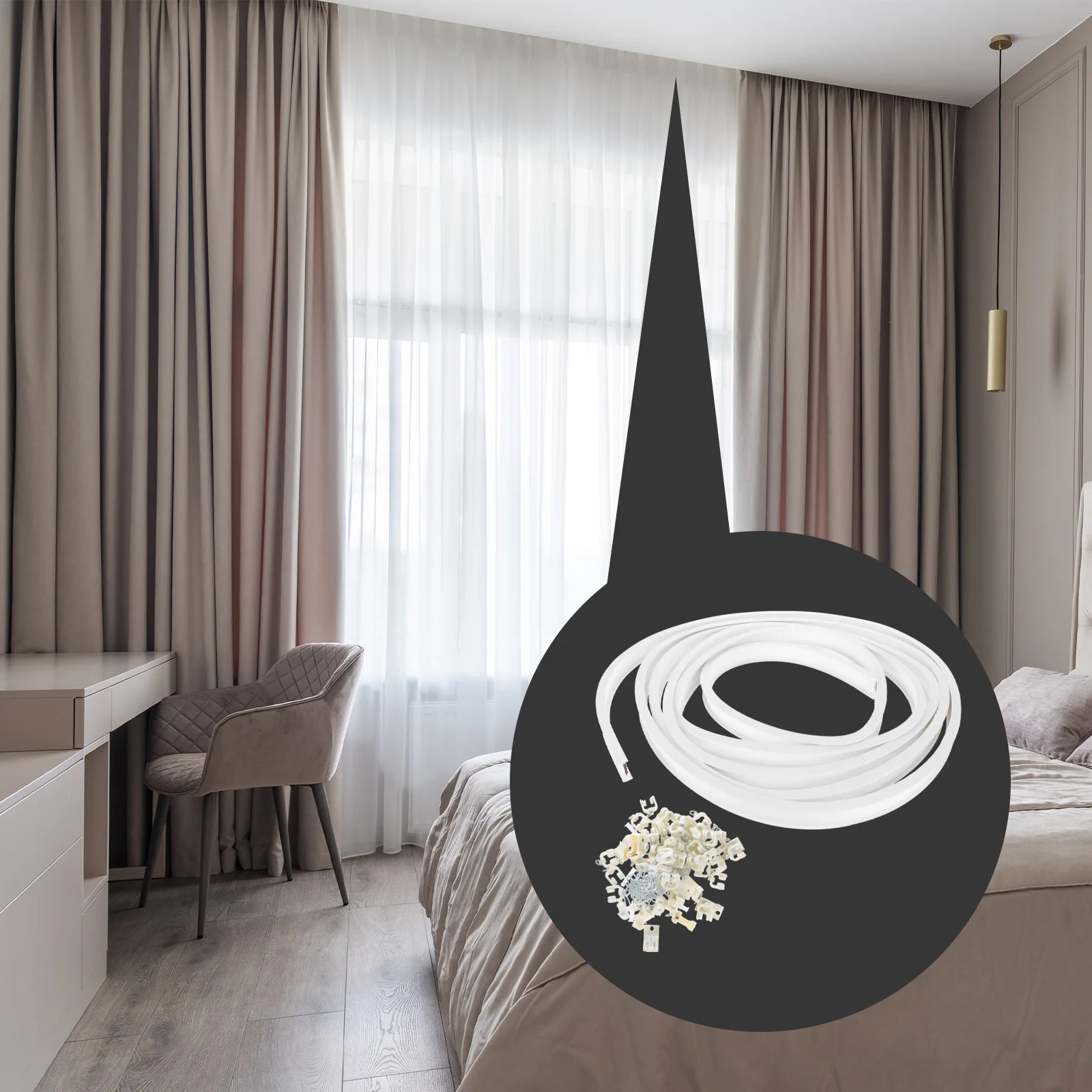 

Curtain Track Silent Flexible Plastic Steel Scalable Bendable Home Decor Window Balcony Rail Set Easy Install Long Life