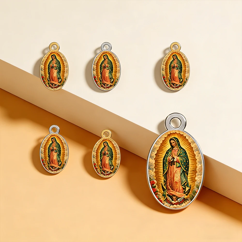 EUEAVAN 1 pieza Colgante de Acero Inoxidable Nuestra Señora de Guadalupe, Amuleto de la Virgen María para Collar, Joyería Religiosa Católica para Hacer DIY