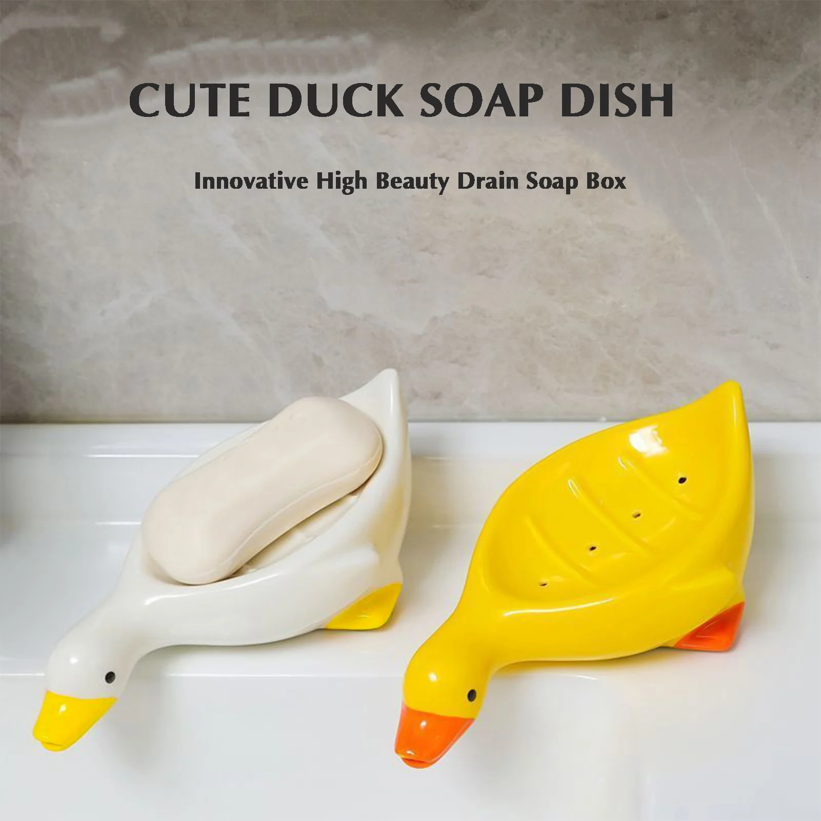 Duck Shape Countertop Soap Dish Drain Rack Shower Soap Holder for Home Flat Dormitory Hotel