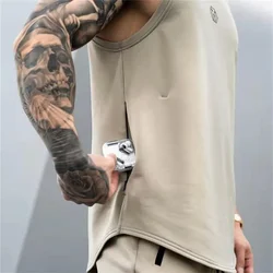 Men's Brand Gym Stringer Tank Top Men Bodybuilding Vest Cotton Sleeveless Shirt Fitness Vest Singlet Sportwear Workout Tanktop