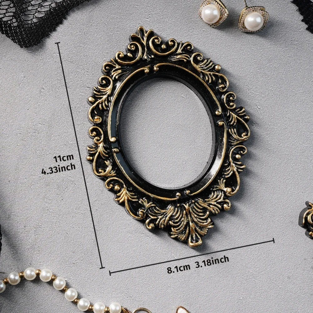 Gothic Style Black Gold Resin Photo Frames 6PCS for Halloween Events Dark Decor Photography Backdrop Display Use