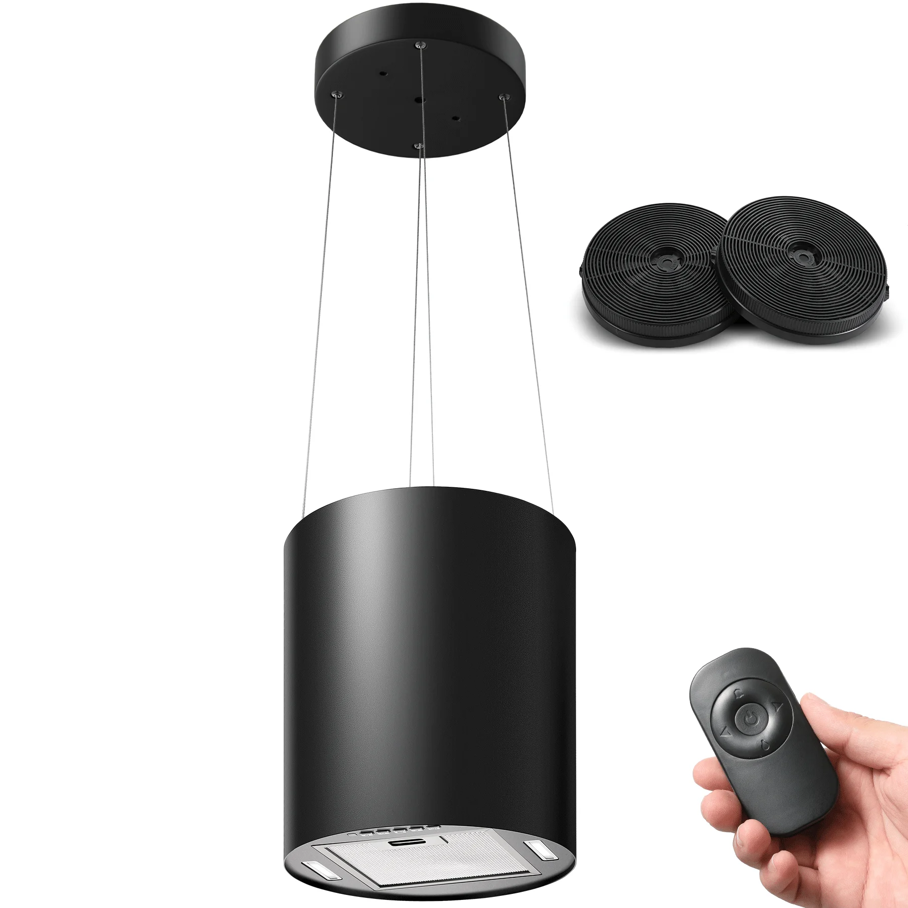 Cappa da cucina isola da 35 cm 700 m3/h Estrazione potente con filtro al carbone Telecomando 3 livelli di velocità Luce LED Ultra silenziosa 55 dB