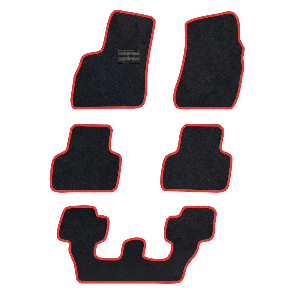 

Автомобильный коврик для Audi Q7 2016-настоящее время, 4 м, 7 сидений, полиэстеровая замша, противоскользящая черная подложка, красная отделка, край