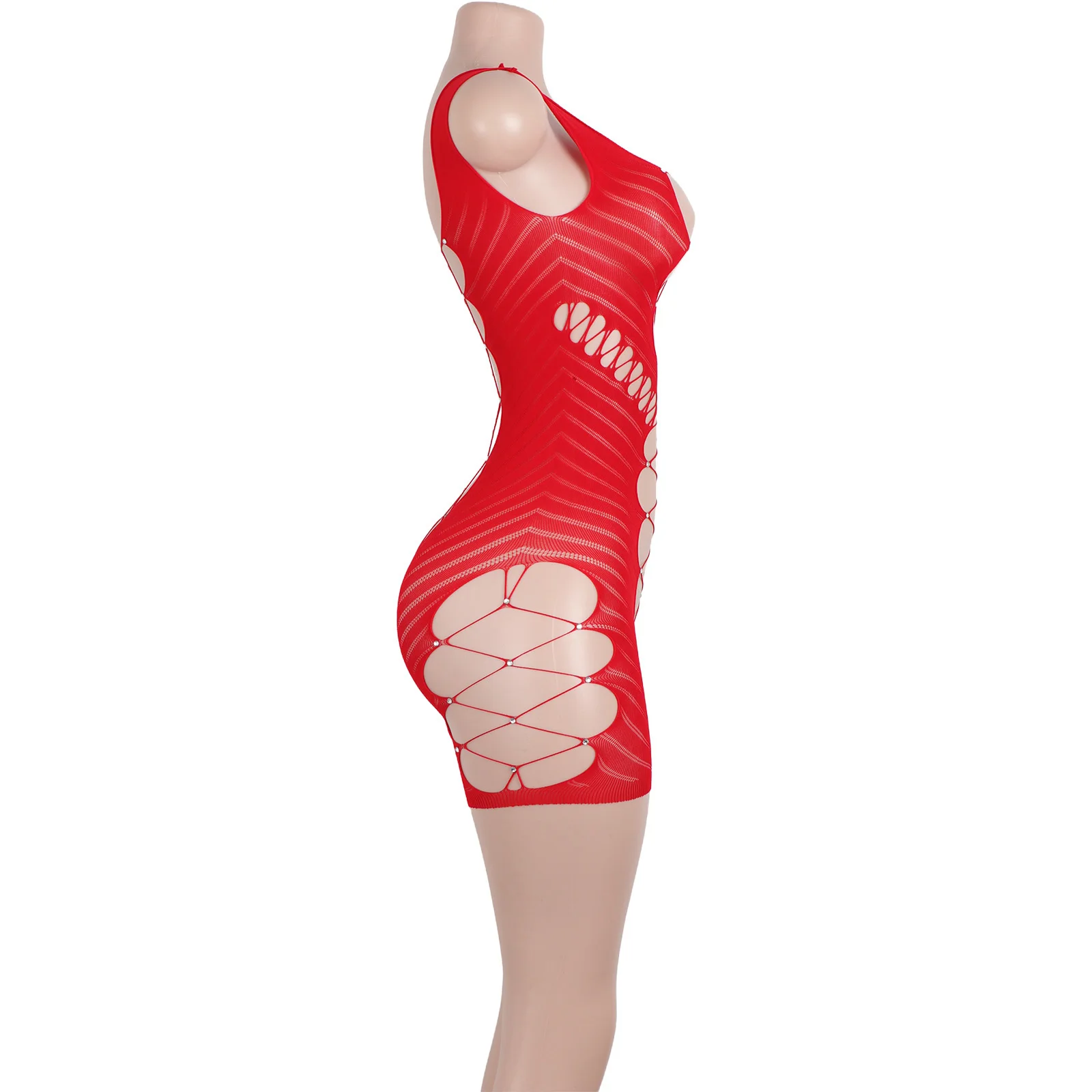 Экзотическая красная кружевная танцевальная одежда без рукавов для выступлений на сцене, сетчатые шорты, комплект танцора, боди для танцев на пилоне, наряды для девочек с кристаллами и бриллиантами