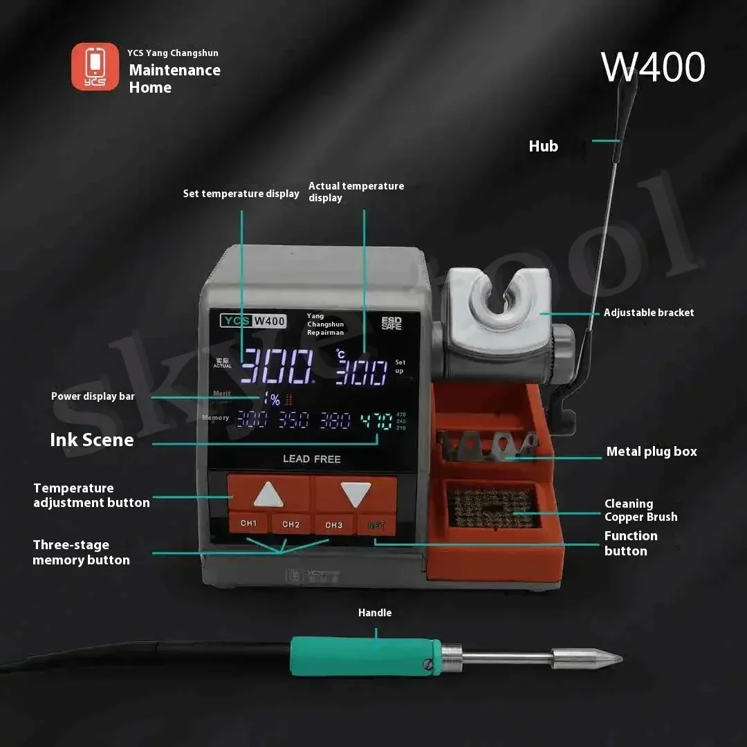 

High-power Soldering Iron Station Compatible with 470/210/245 Handle Tips for Mainboard Repair Soldering Iron tools kit YCS W400